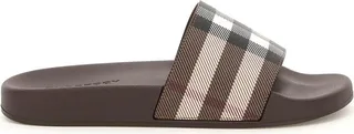 Burberry Tartan Print Coated Canvas Slides