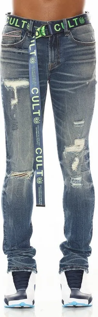 Cult of Individuality Punk Super Skinny Jeans In Pigeon - Blue