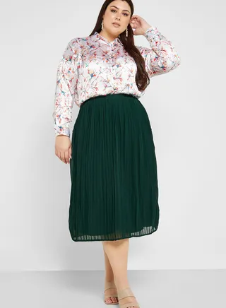 High Waist Pleated Skirt