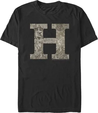 Men's Harry Potter Vintage Hogwarts Letter T-Shirt - Black - Large