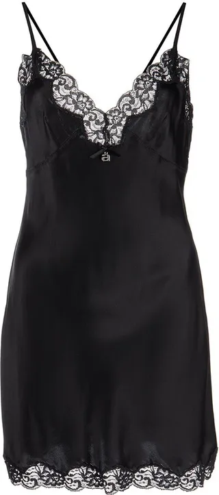 Lace-Trim Silk Slip Dress