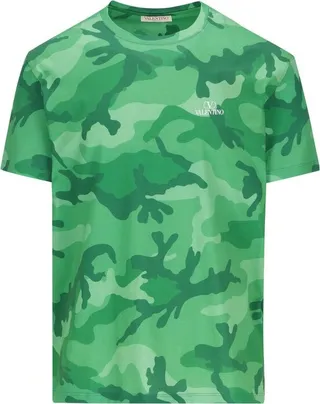 Valentino Camouflage Printed Crewneck T-Shirt