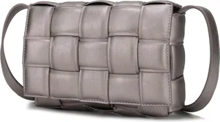 MKF Collection by Mia K Ginger Woven Vegan Leather Women’s Shoulder Bag - Grey