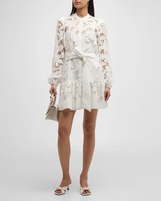 Nymphaea Floralis Embroidered Lace Mini Dress