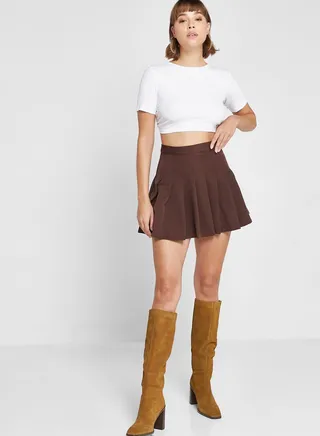 Striped Pleated Skirt
