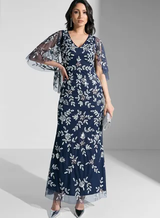 V-Neck Embroidered Dress