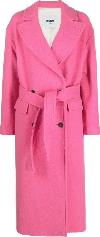Belted-Waist Midi Coat