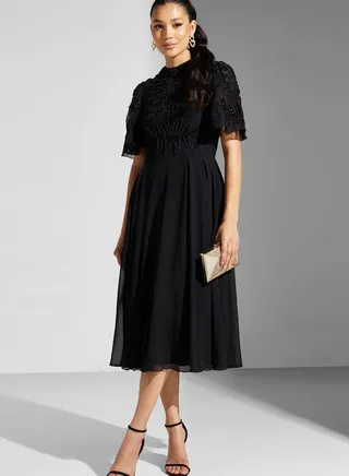 High Neck Tiered Dress