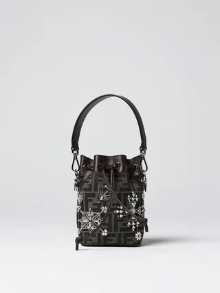 Fendi Mon Tresor bag in leather and monogram FF jacquard fabric and rhinestones