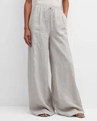Sophia Wide-Leg Linen Palazzo Pants