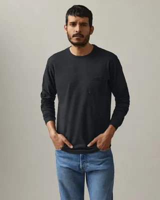 Classic Cotton Crew Tee Long Sleeve - Black