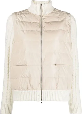Padded-Front Knitted Short Jacket