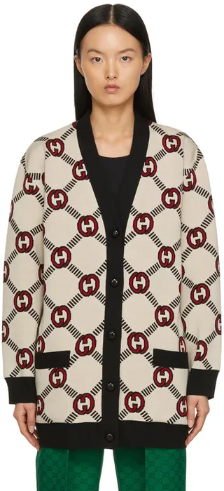 Gucci Reversible Beige Wool Mix Cardigan
