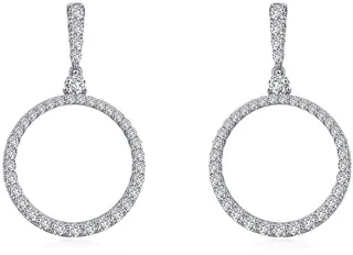 Open Circle Simulated Diamond Drop Earrings