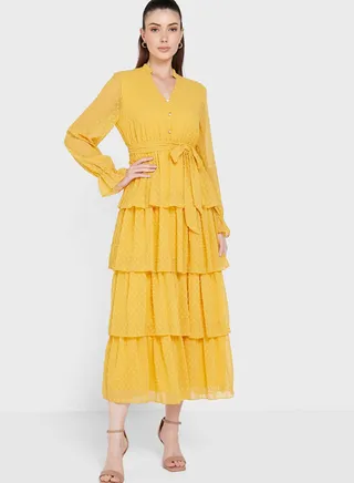 V Neck Layered Dress