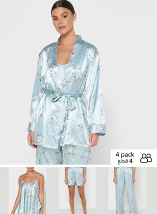 4 Piece Printed Pyjama Set