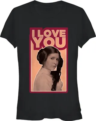 Junior's Star Wars Princess Leia Quote I Love You T-Shirt - Black - Small