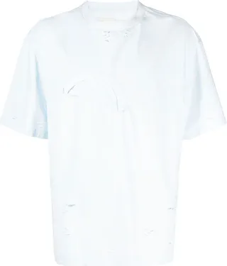 double-layer distressed effect T-shirt