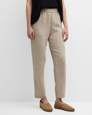 Cropped High-Rise Organic Linen Pants