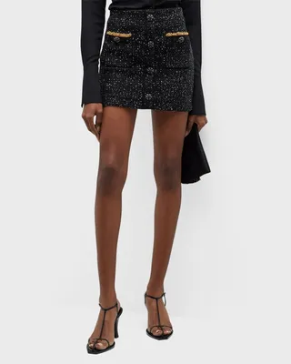 Sequin Knit Mini Skirt with Pockets