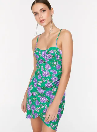 Strappy Floral Print Wrap Dress