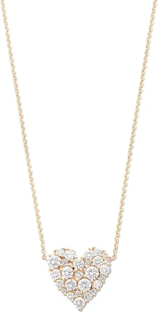 14K Yellow Gold Cocktail Heart Diamond Necklace