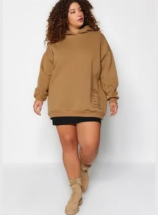 Mink Fleece Oversize Knitted Sweatshirt TBBAW24AO00018