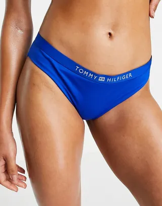 Tommy Hilfiger logo Brazilian bikini bottoms in ultra blue