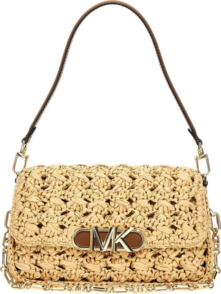 Logo Straw Shoulder Bag