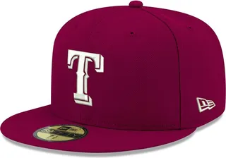 Men's Cardinal Texas Rangers Logo White 59FIFTY Fitted Hat