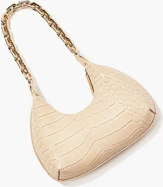Faux Croc Leather Shoulder Bag