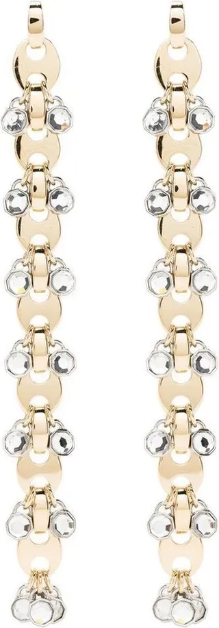 Gold-Tone Chain Crystal Drop Earrings