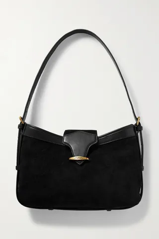 Isabel Marant - Botsy Leather-trimmed Suede Shoulder Bag - Black