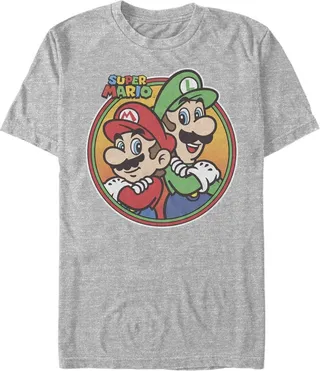 Men's Nintendo Mario Luigi Back to Back T-Shirt - Athletic Heather - Large