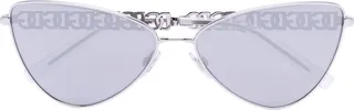 Silver Tone Logo Plaque Sunglasses