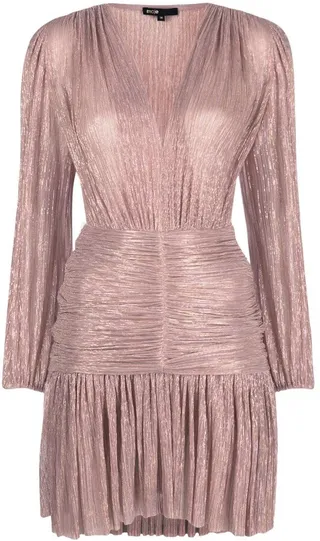 Metallic-Effect Gathered Dress
