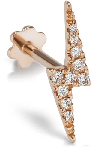 Single Diamond Lightning Bolt Threaded Stud Earring
