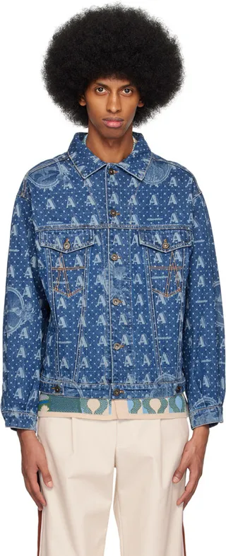 Ahluwalia Indigo Printed Denim Jacket