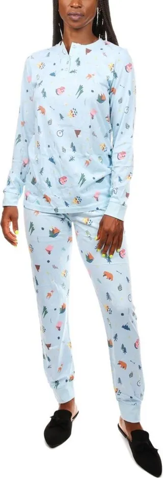 MeMoi Women's Campfire Fun Cotton Blend 2 Piece Pajama Set