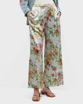 Liliana Floral-Print Wide-Leg Pants
