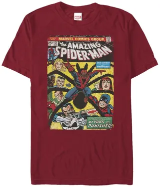Fifth Sun Men's Spidey Cover Short Sleeve Crew T-shirt