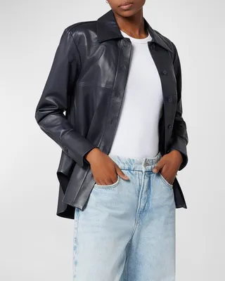 Nikola Button-Down Leather Shirt