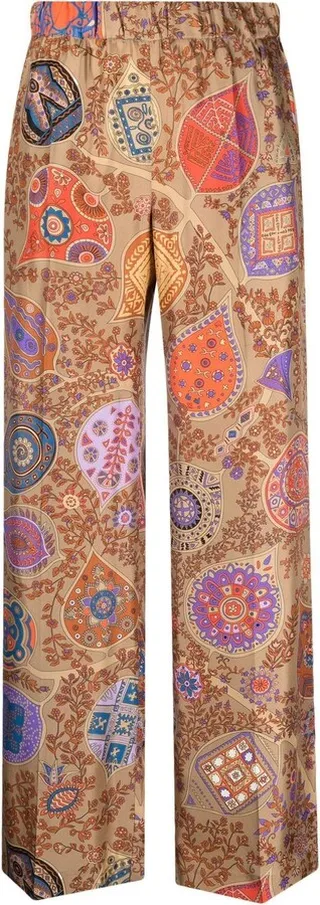 Graphic-Print Straight-Leg Trousers