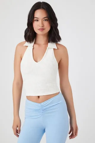 Floral Print Halter Crop Top