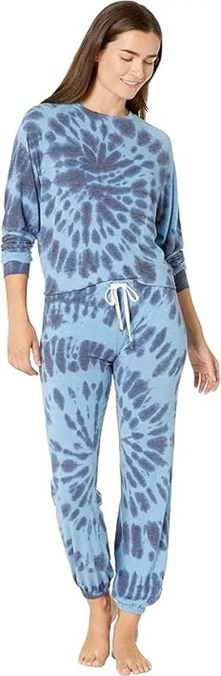 Honeydew Intimates Star Seeker Brushed Jersey Lounge Set (Navy Tie-Dye) Women's Pajama Sets