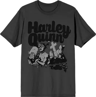 DC Comics Harley Quinn Charcoal Gray T-Shirt-XXL