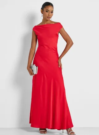 Crepe Pleated Detail Dress