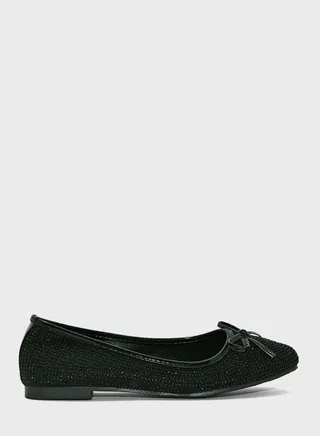 Shimmery Toe Bow Ballerinas