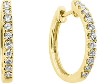 14K Yellow Gold Diamond Hoop Earrings - 0.51 ctw