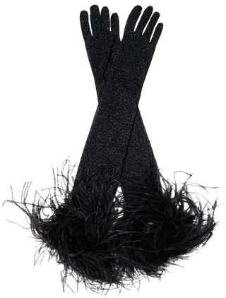 Lumiere feather-trimmed gloves